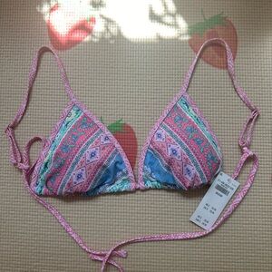 Hollister Pink and Blue Bikini Top